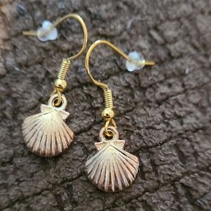 Gold Shell Dangle Earrings